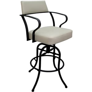 Carolina Swivel Tilt Counter 26&quot Metal Bar Stool - Ocean Beige Vinyl-Black Frame