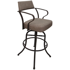 Carolina Swivel Tilt Counter 26&quot Metal Bar Stool -Basin Beige Fabric-Brown Frame