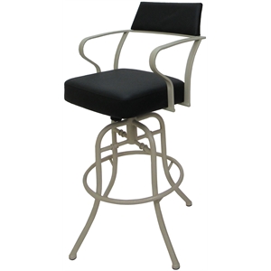 Carolina Swivel Tilt Bar 30&quot Metal Bar Stool - Black Vinyl - Beige Frame