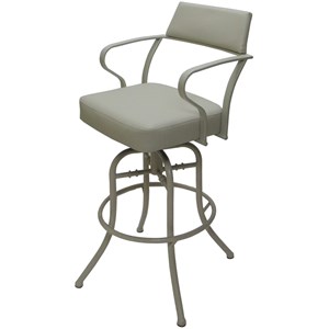 Carolina Swivel Tilt Bar 30&quot Metal Bar Stool - Ocean Beige Vinyl - Beige Frame