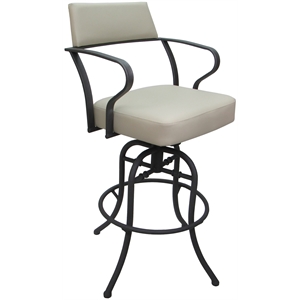 Carolina Swivel Tilt Bar 30&quot Metal Bar Stool - Ocean Beige Vinyl - Gray Frame