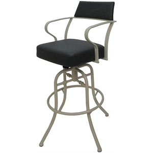 Carolina Swivel Tilt Bar 30&quot Metal Bar Stool - Gray Vinyl - Beige Frame