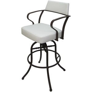 Carolina Swivel Tilt Bar 30&quot Metal Bar Stool - White Vinyl - Brown Frame