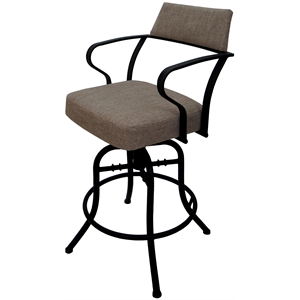 Carolina Swivel Tilt Bar 30&quot Metal Bar Stool - Basin Beige Fabric - Black Frame