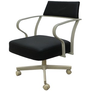 Carolina Swivel Tilt Metal Dining Caster Chair - Black Vinyl - Beige frame