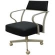Carolina Swivel Tilt Metal Dining Caster Chair - Black Vinyl - Beige frame