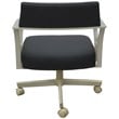 Carolina Swivel Tilt Metal Dining Caster Chair - Black Vinyl - Beige frame