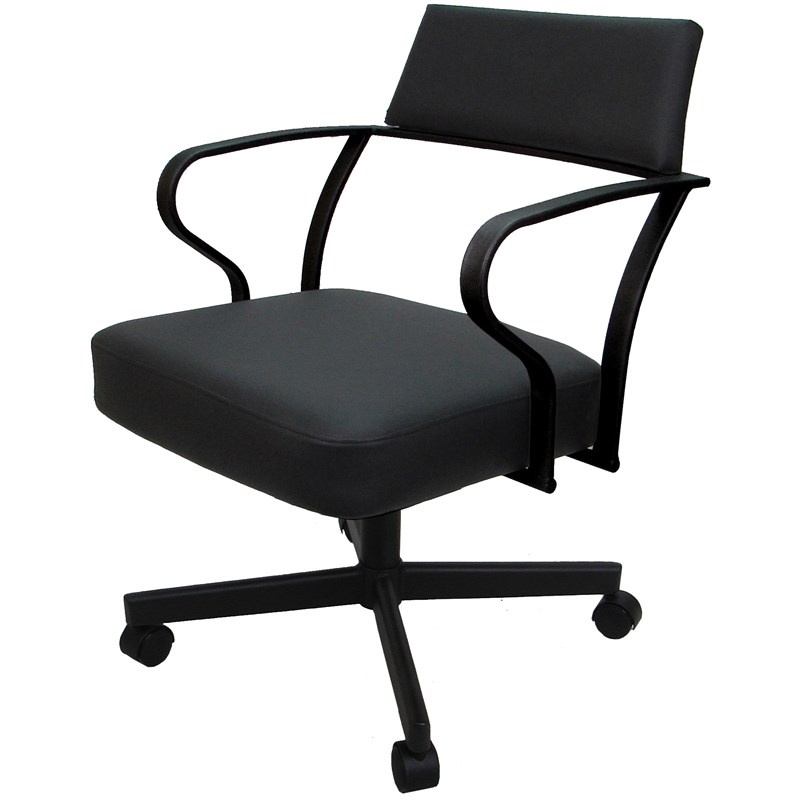 Carolina Swivel Tilt Metal Dining Caster Chair - Black Vinyl - Black Frame