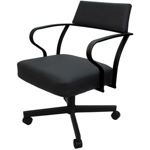 Carolina Swivel Tilt Metal Dining Caster Chair - Black Vinyl - Black Frame