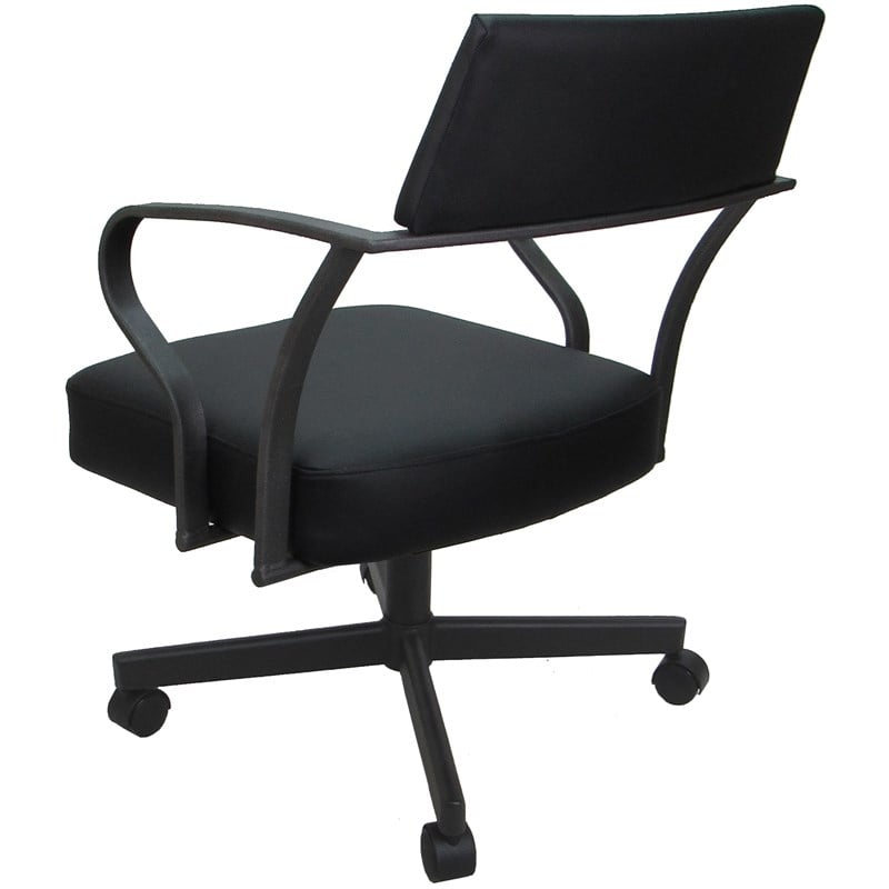 Carolina Swivel Tilt Metal Dining Caster Chair - Black  vinyl- Gray metal  frame