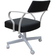 Carolina Swivel Tilt Metal Dining Caster Chair - Black Vinyl - White Frame