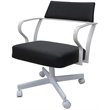 Carolina Swivel Tilt Metal Dining Caster Chair - Black Vinyl - White Frame