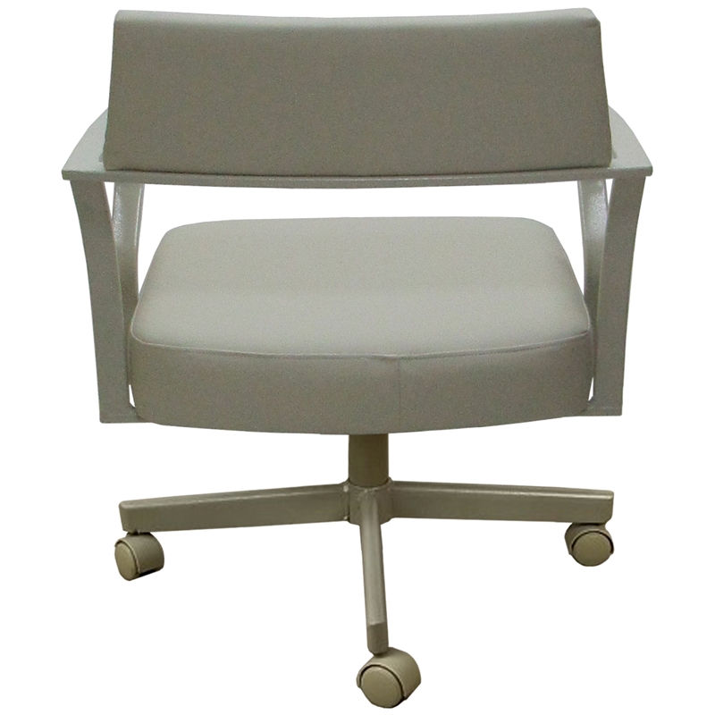 Carolina Swivel Tilt Metal Dining Caster Chair - Ocean Beige Vinyl - Beige