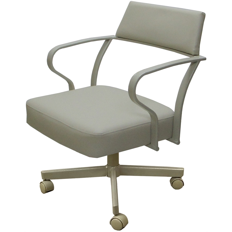 Carolina Swivel Tilt Metal Dining Caster Chair - Ocean Beige Vinyl - Beige