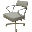 Carolina Swivel Tilt Metal Dining Caster Chair - Ocean Beige Vinyl - Beige