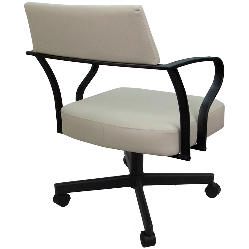Carolina Swivel Tilt Metal Dining Caster Chair - Ocean Beige Vinyl - Black