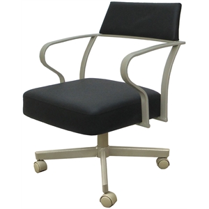 Carolina Swivel Tilt Metal Dining Caster Chair - Gray Vinyl - Beige Frame