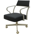 Carolina Swivel Tilt Metal Dining Caster Chair - Gray Vinyl - Beige Frame
