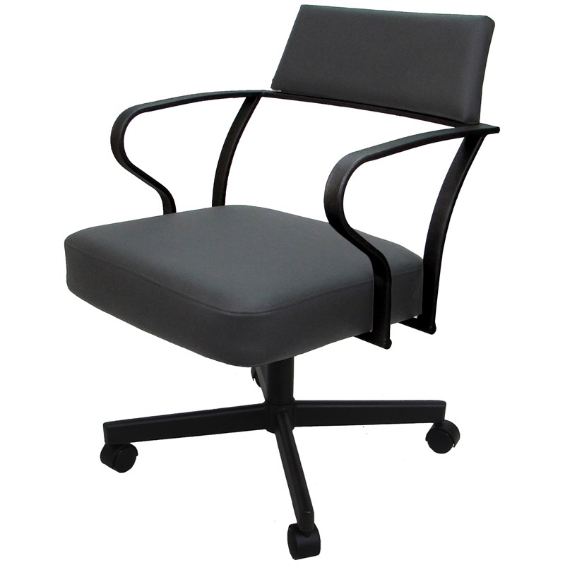 Carolina Swivel Tilt Metal Dining Caster Chair - Gray Vinyl - Black Frame