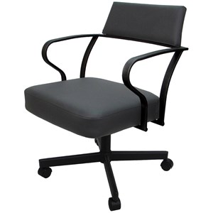 Carolina Swivel Tilt Metal Dining Caster Chair - Gray Vinyl - Black Frame
