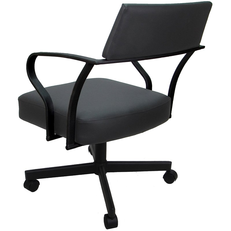 Carolina Swivel Tilt Metal Dining Caster Chair - Gray Vinyl - Black Frame