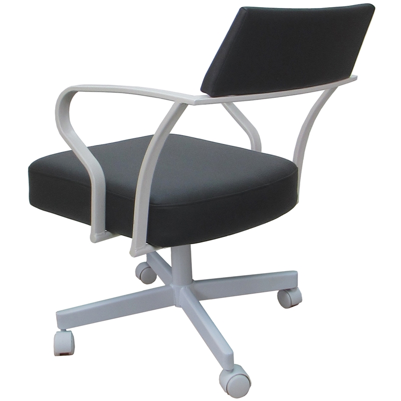 Carolina Swivel Tilt Metal Dining Caster Chair - Gray Vinyl - White Frame