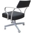 Carolina Swivel Tilt Metal Dining Caster Chair - Gray Vinyl - White Frame
