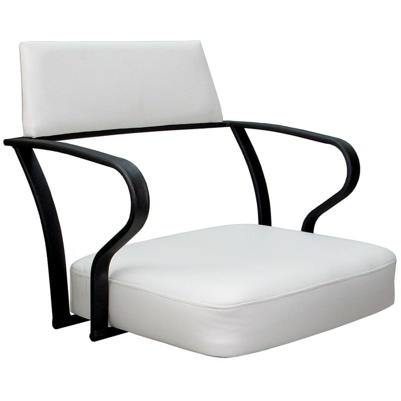 Carolina Swivel Tilt Metal Dining Caster Chair - White Vinyl - Black Frame