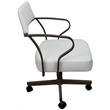Carolina Swivel Tilt Metal Dining Caster Chair - White Vinyl - Brown Frame