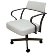 Carolina Swivel Tilt Metal Dining Caster Chair - White Vinyl - Brown Frame