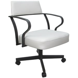 Carolina Swivel Tilt Metal Dining Caster Chair - White Vinyl - Gray Frame