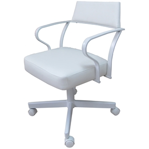 Carolina Swivel Tilt Metal Dining Caster Chair - White Vinyl - White Frame