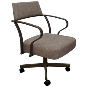 Carolina Swivel Tilt Metal Dining Caster Chair - Basin Beige Fabric - Brown