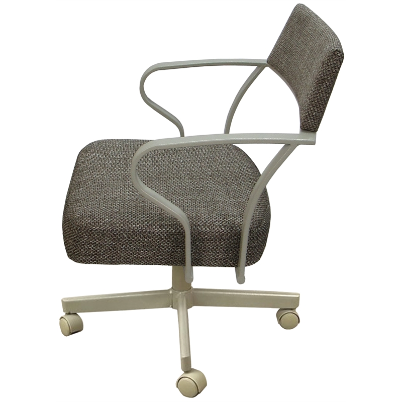 Carolina Swivel Tilt Metal Dining Caster Chair - Brown - Beige Frame