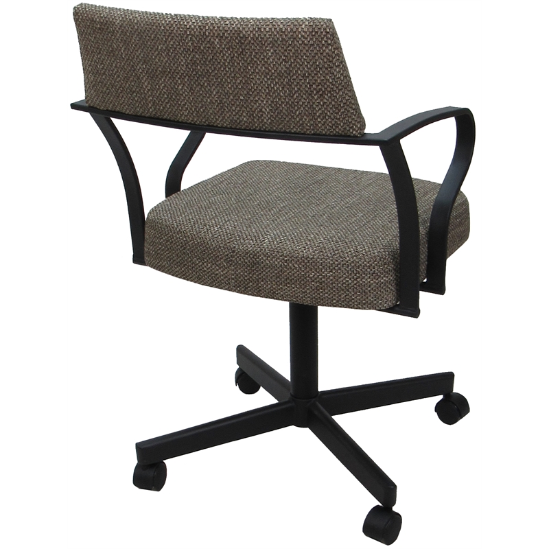 Carolina Swivel Tilt Metal Dining Caster Chair - Brown - Black Frame