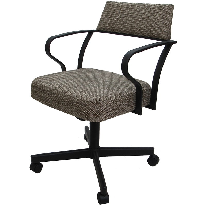 Carolina Swivel Tilt Metal Dining Caster Chair - Brown - Black Frame