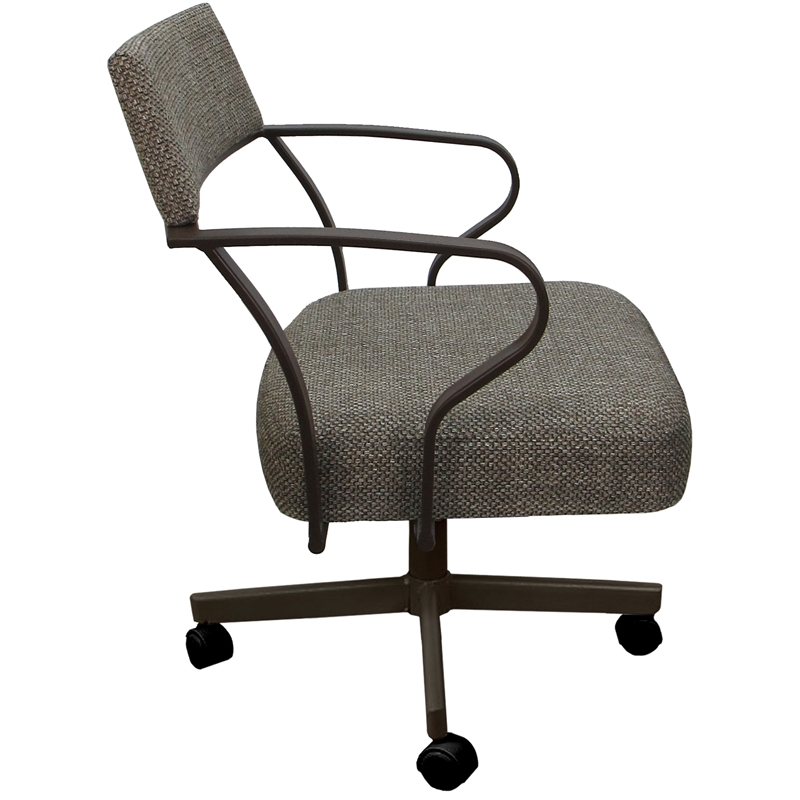 Carolina Swivel Tilt Metal Dining Caster Chair - Plumley Cocoa Fabric - Brown