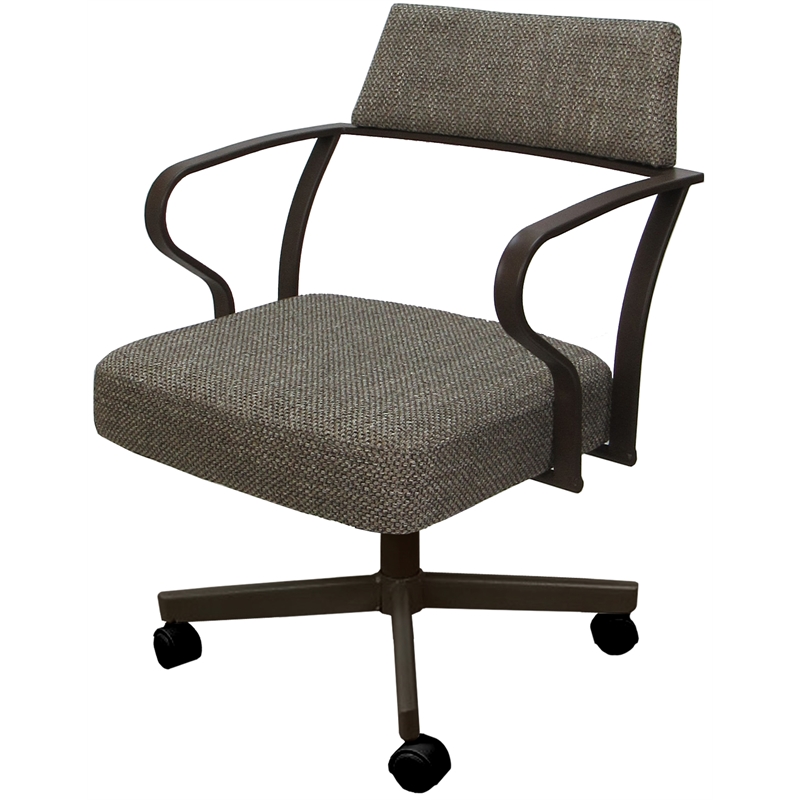 Carolina Swivel Tilt Metal Dining Caster Chair - Plumley Cocoa Fabric - Brown