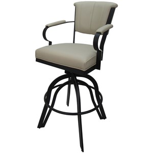 Miami Counter Height 26&quot Swivel Tilt Metal Bar Stool - Beige Vinyl - Black Frame