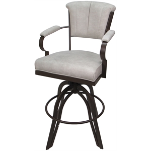 Miami Counter Height 26&quot Swivel Tilt Metal Bar Stool - Smoke Fabric -Brown Frame