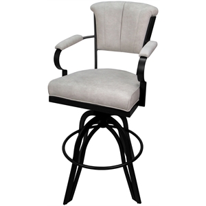 Miami Counter Height 26&quot Swivel Tilt Metal Bar Stool - Smoke  Fabric-Black Frame