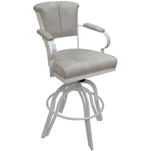 Miami Counter Height 26&quot Swivel Tilt Metal Bar Stool - Smoke Fabric -White Frame