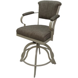 Miami Counter Height 26&quot Swivel Tilt Metal Bar Stool - Coffee Fabric-Beige Frame