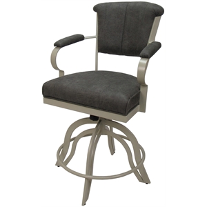 Miami Bar Height 30&quot Swivel Tilt Metal Bar Stool - Dark Gray Fabric- Beige Frame
