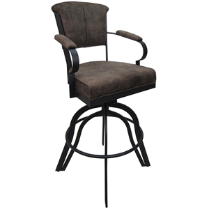 Miami Bar Height 30&quot Swivel Tilt Metal Bar Stool - Tobacco Fabric - Gray Frame