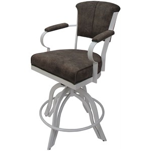 Miami Bar Height 30&quot Swivel Tilt Metal Bar Stool - Tobacco Fabric - White Frame