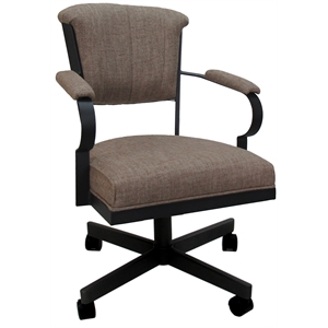 Miami Swivel Tilt Metal Caster Chair - Basin Beige Fabric - Black Frame