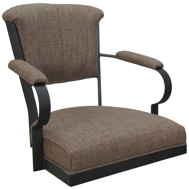 Miami Swivel Tilt Metal Caster Chair - Basin Beige Fabric- Gray Frame