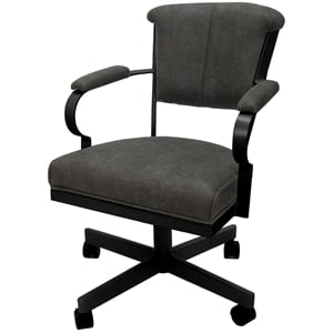 Miami Swivel Tilt Metal Caster Chair - Charcoal Gray Fabric - Black Frame