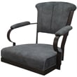 Miami Swivel Tilt Metal Caster Chair - Dark Gray Fabric - Brown Frame